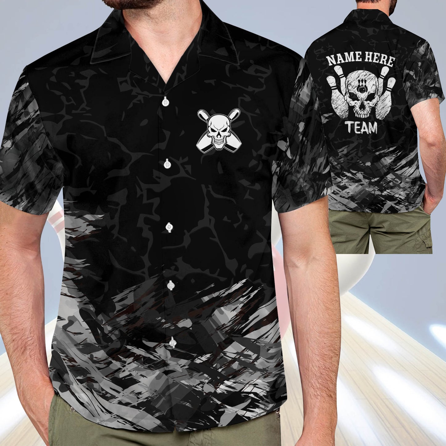 Button-Down Skull Flame Hawaiian Shirt HB0069