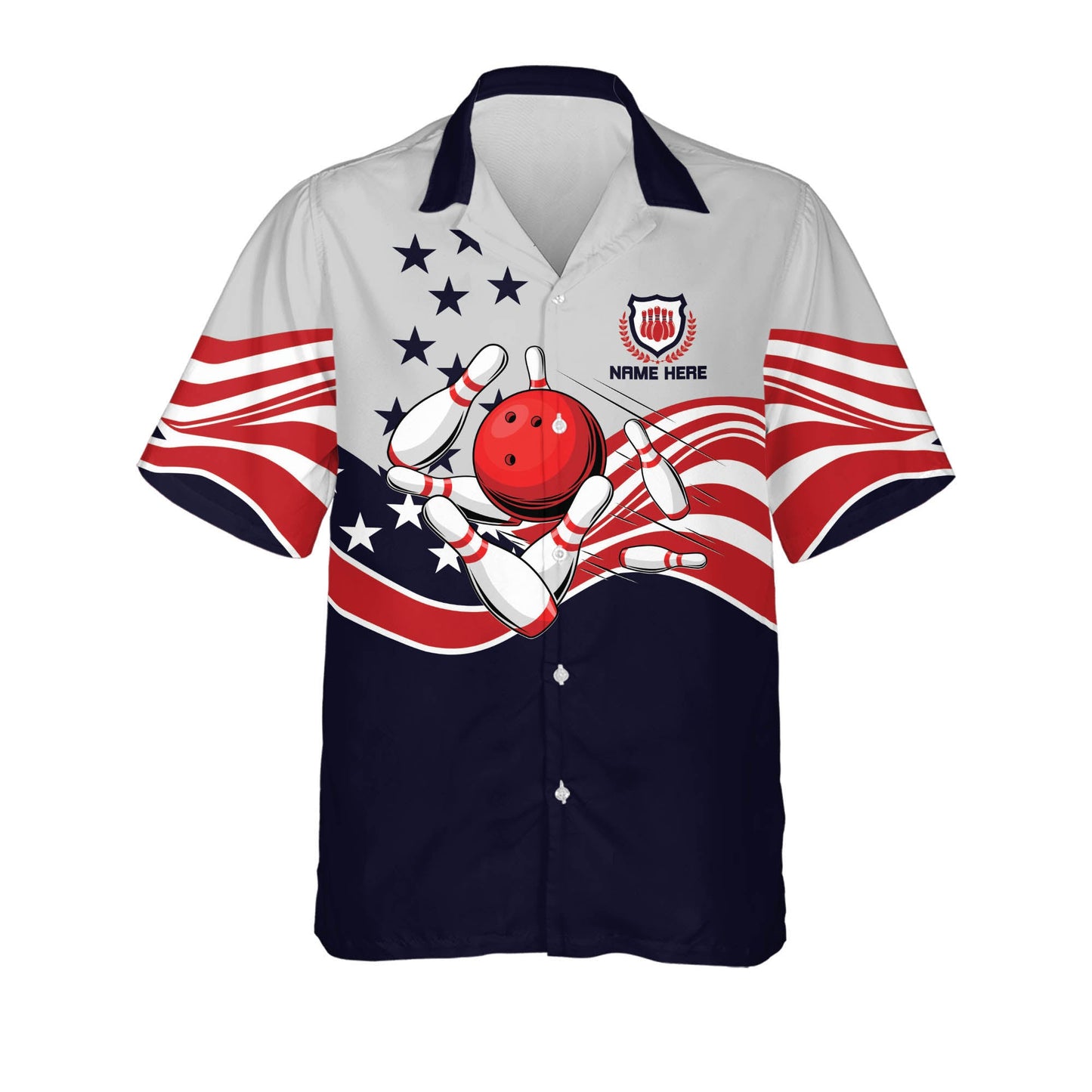 USA Bowling Button-Down Hawaiian Shirt HB0080