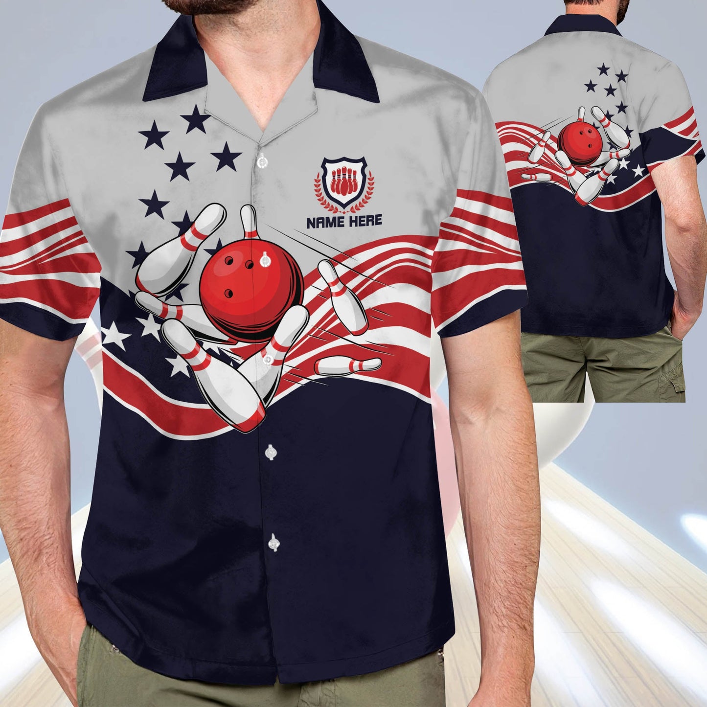 USA Bowling Button-Down Hawaiian Shirt HB0080