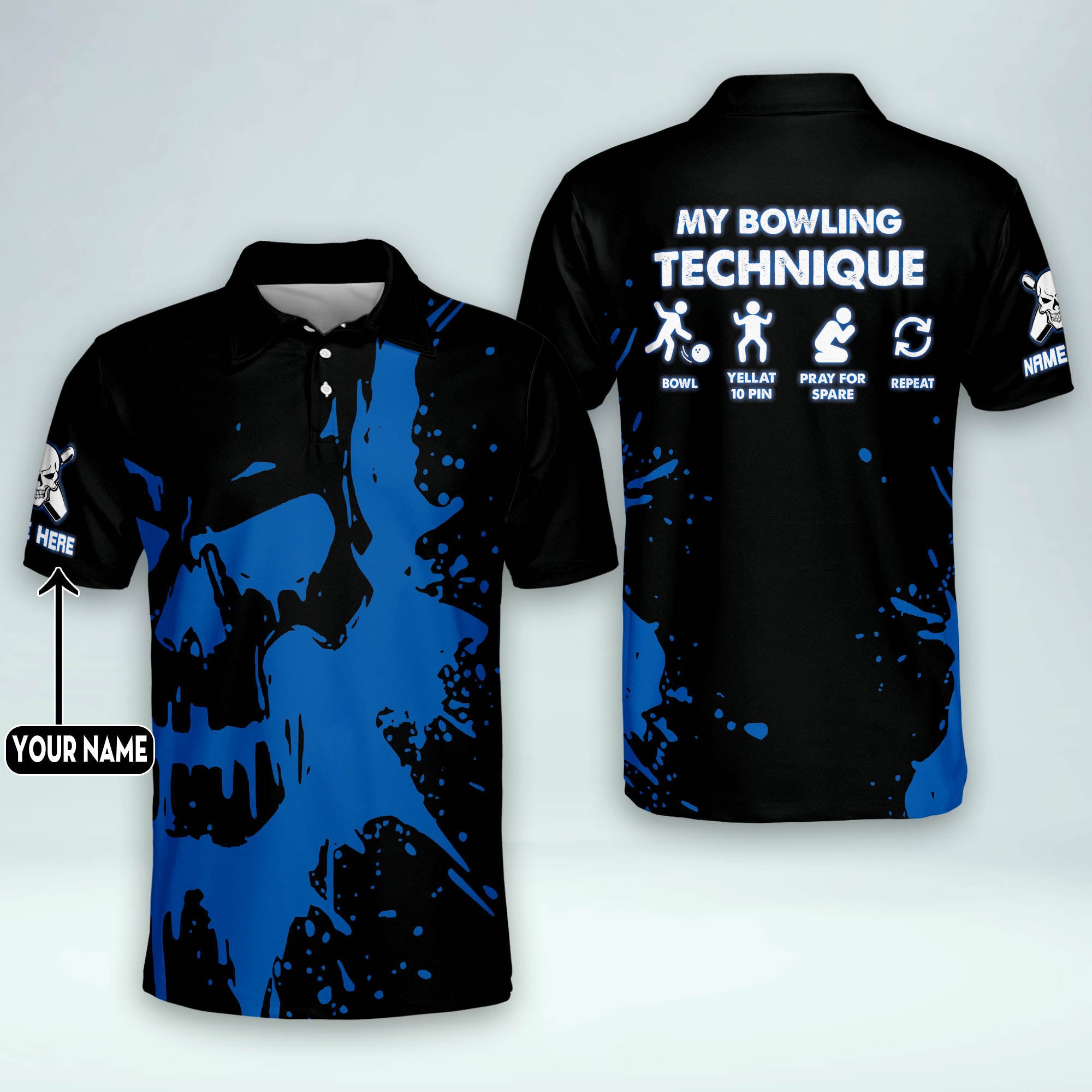 Custom Bowling Shirts For Men And Women - Personalized Skull