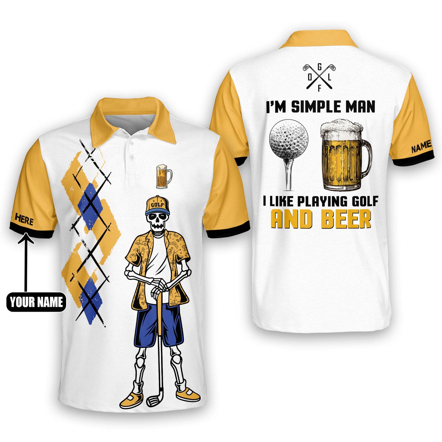 I'm A Simple Man I Like Playing Golf And Beer Polo Shirt GM0154