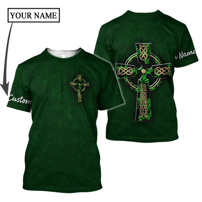 Personalized Saint Patrick's Day Shirt For Man Women, St. Patrick's Day Shirt, Cross Irish Patrick's Day Gift PO0312