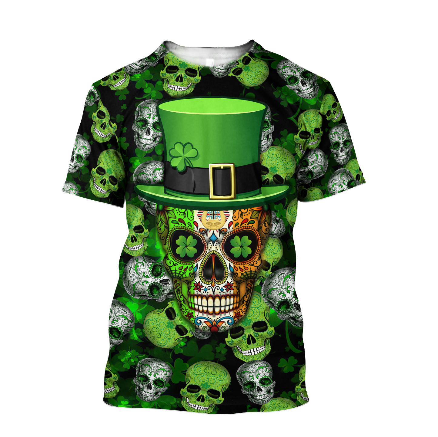 Shamrock Skull Flag Pattern St.Patrick Day All Over Printed Shirt, Happy Saint Patrick's Day For Irish Man PO0275