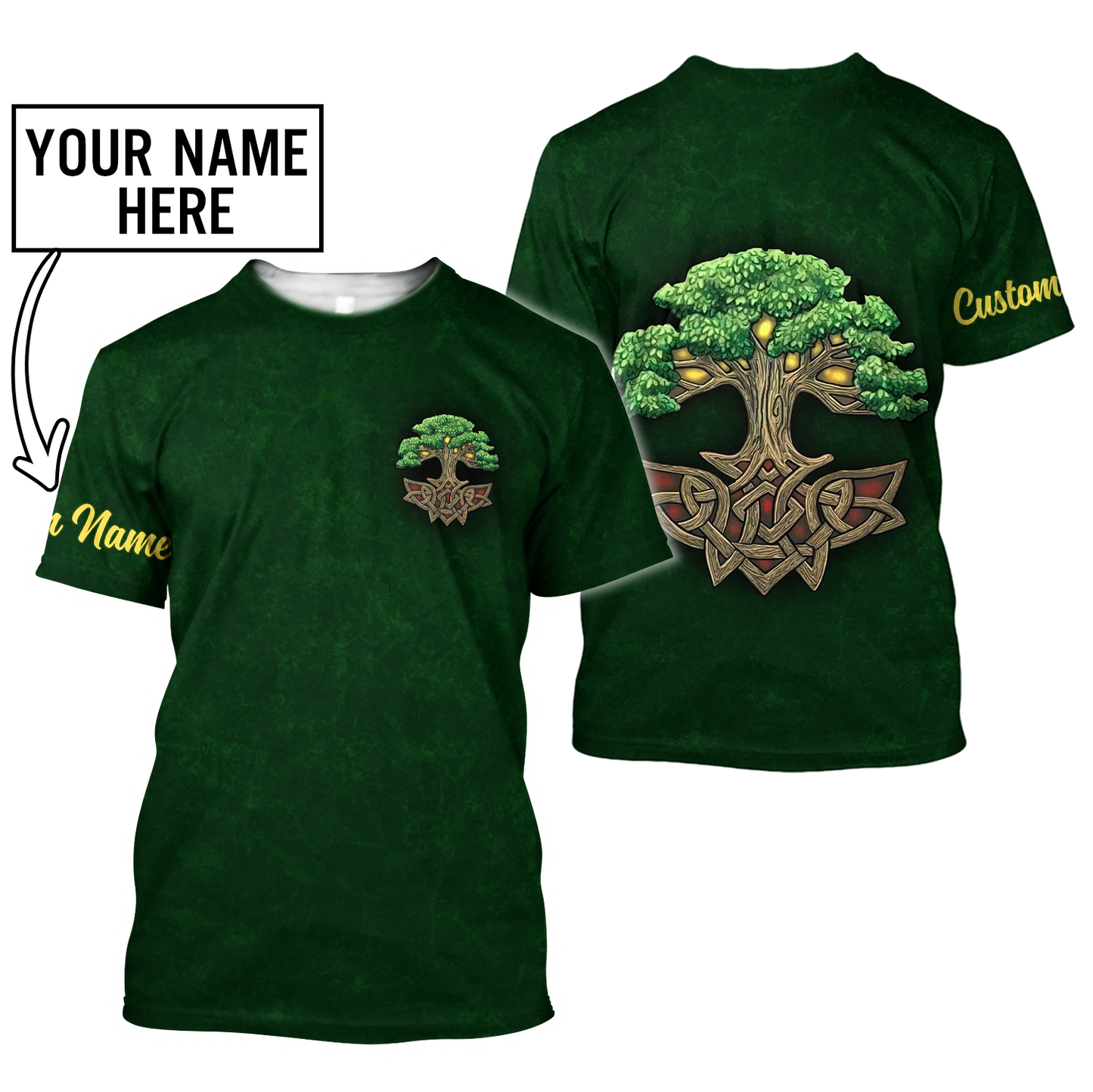 Lasfour Personalized Irish Tree Of Life Custom Name, St Patrick's Day 3D Shirt, Tree Of Life Shamrock Shirt PO0303