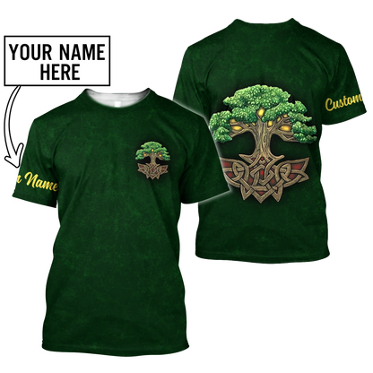 Lasfour Personalized Irish Tree Of Life Custom Name, St Patrick's Day 3D Shirt, Tree Of Life Shamrock Shirt PO0303