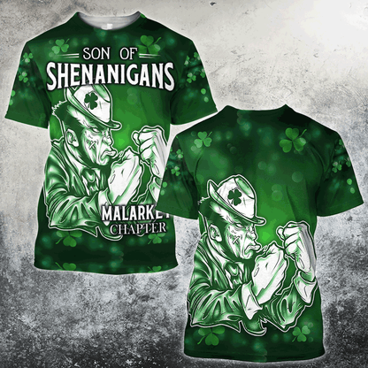 Son Of Shenanigans 3D All Over Printed Shirt, Malarkey Chapter Shamrock St. Patrick Day Shirt PO0270