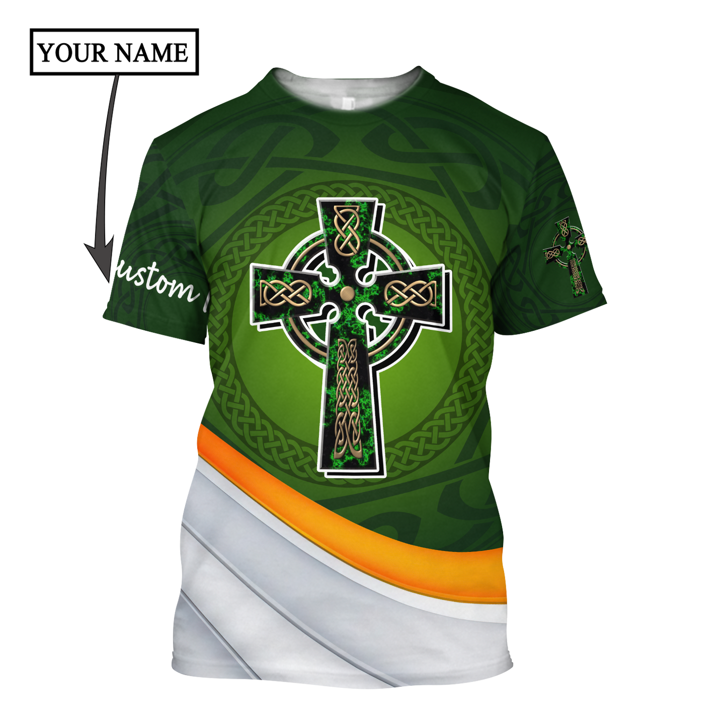 Personalized Custom Name Saint Patrick's Day Shirt, St. Patrick's Day 3d Shirt, Celtic Cross Shirt PO0307