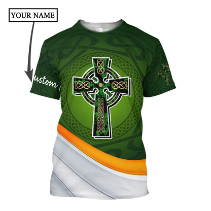 Personalized Custom Name Saint Patrick's Day Shirt, St. Patrick's Day 3d Shirt, Celtic Cross Shirt PO0307