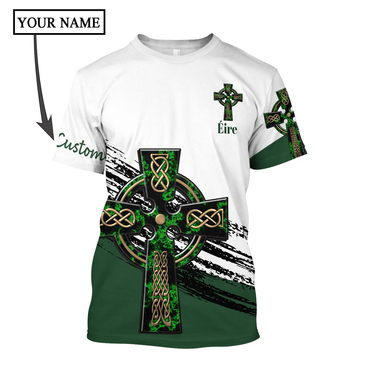 Cool Irish St. Patrick's Day Celtic Cross Shirt For Men and Women Custom Name, St. Patrick's Day 3D Hoodie Shirt PO0310