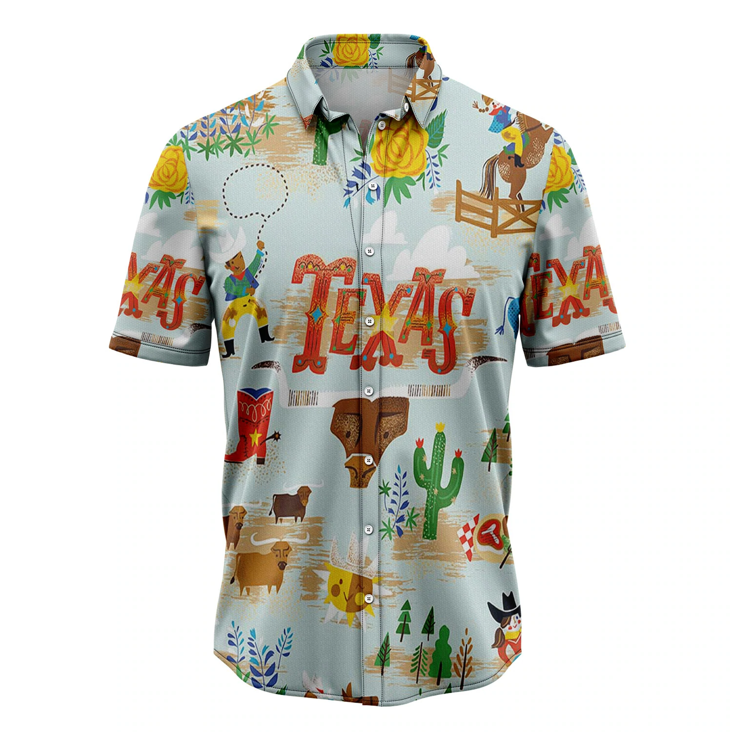 Texas Cowboy Hawaiian Shirt, Summer gift, Hawaiian Shirts for Men, Aloha Beach Shirt HO1045