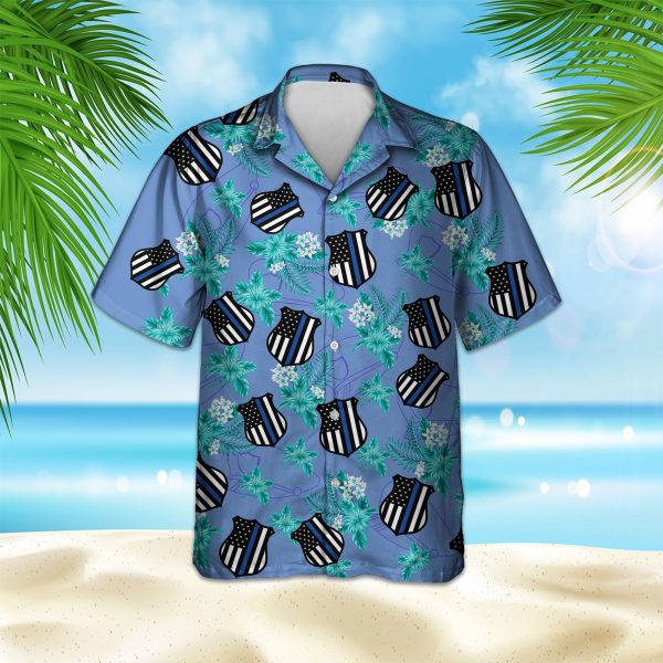 Thin Blue Line Hawaii Shirt Police Seamless Pattern Hawaiian Shirt HO0561