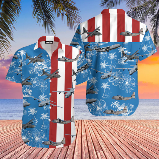 US Air Force Lockheed C-130 Hercules 4th Of July Hawaiian Shirt HO1110