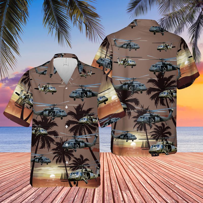 US Army Sikorsky UH-60 Black Hawk Helicopter Hawaiian Shirt HO0187