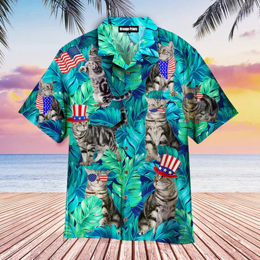 4th Of July Independence Day Cat Lover Hawaiian Shirt HO1116