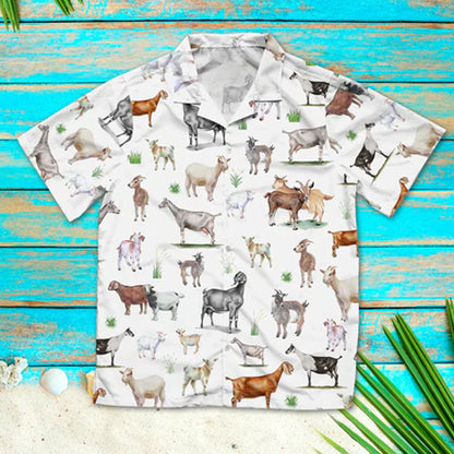 Goat painting pattern Hawaiian Shirt, Summer Hawaiian Shirts for Men and Women Aloha Beach Shirt HO0169