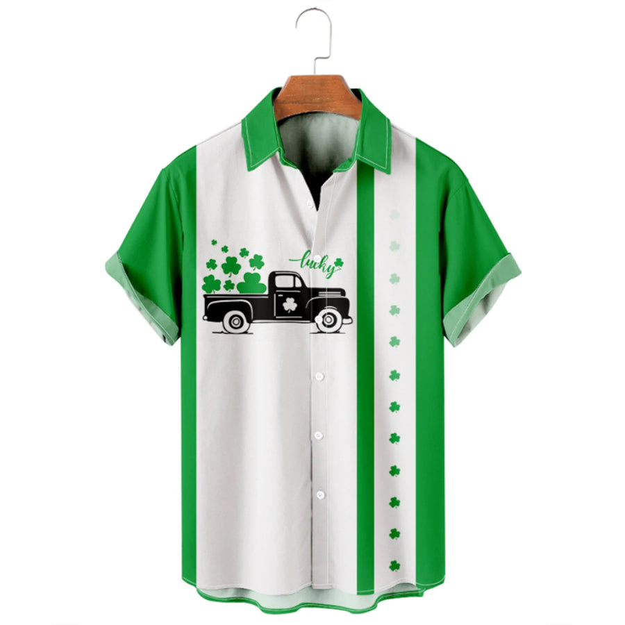 Simple St. Patrick's Day Clover hawaiian shirt, Lucky Patrick's day, Irish hawaiian shirt PO0079