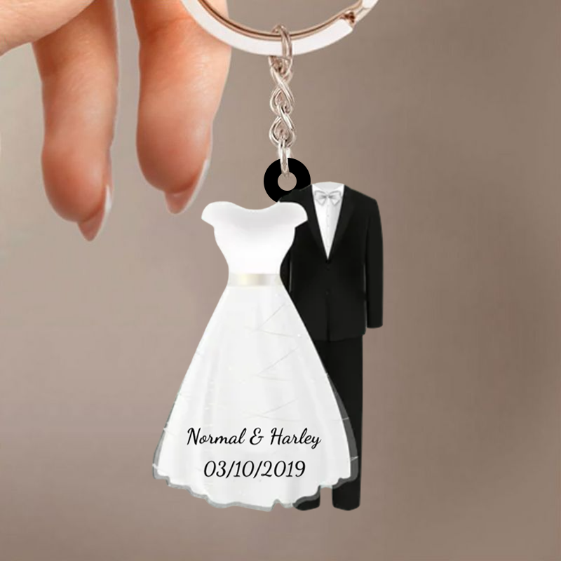 Personalized Get Married Couple Keychain -Anniversary Wedding Valentine Gift For Couples KO0021