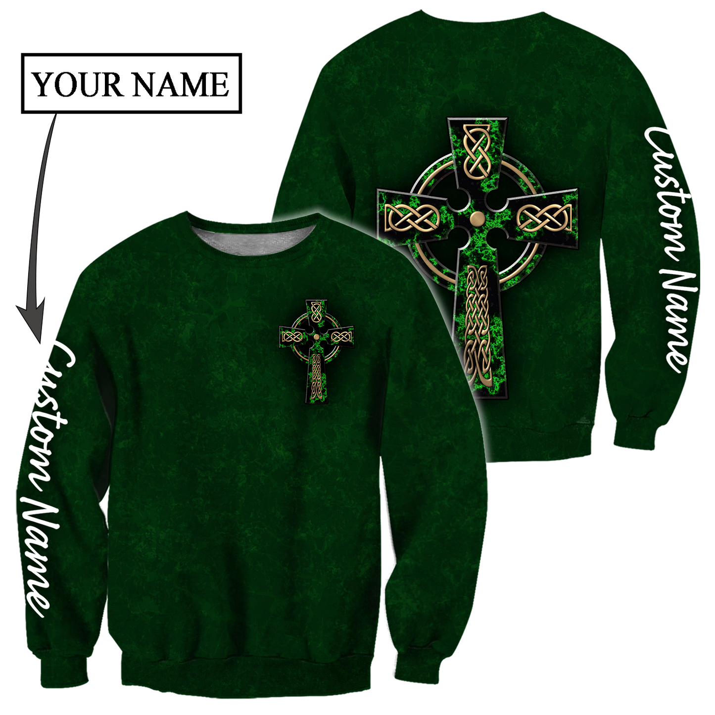 Personalized Saint Patrick's Day Shirt For Man Women, St. Patrick's Day Shirt, Cross Irish Patrick's Day Gift PO0312