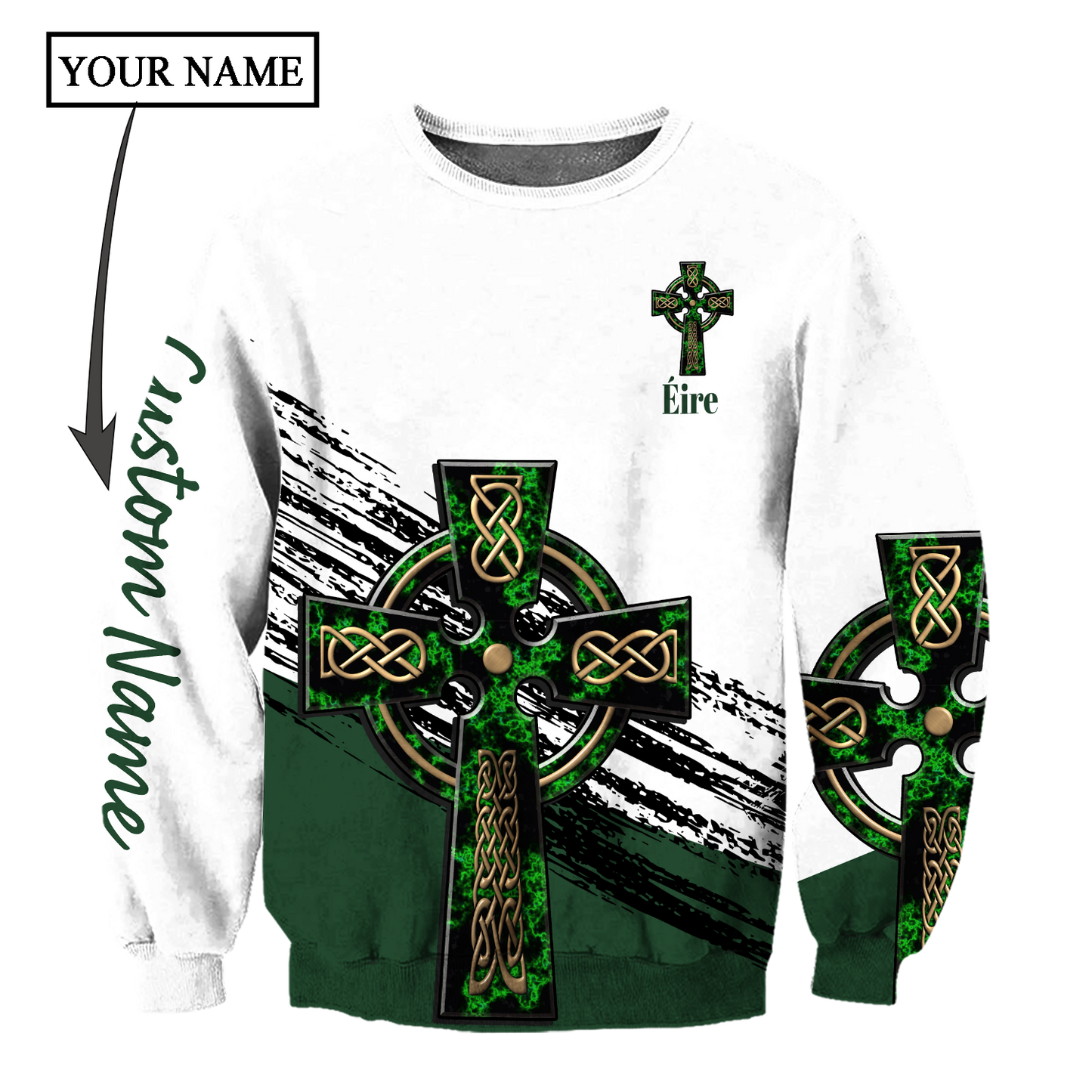 Cool Irish St. Patrick's Day Celtic Cross Shirt For Men and Women Custom Name, St. Patrick's Day 3D Hoodie Shirt PO0310