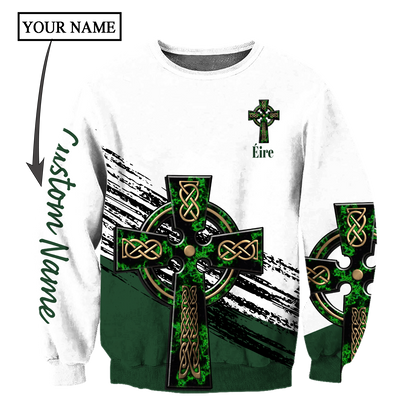 Cool Irish St. Patrick's Day Celtic Cross Shirt For Men and Women Custom Name, St. Patrick's Day 3D Hoodie Shirt PO0310