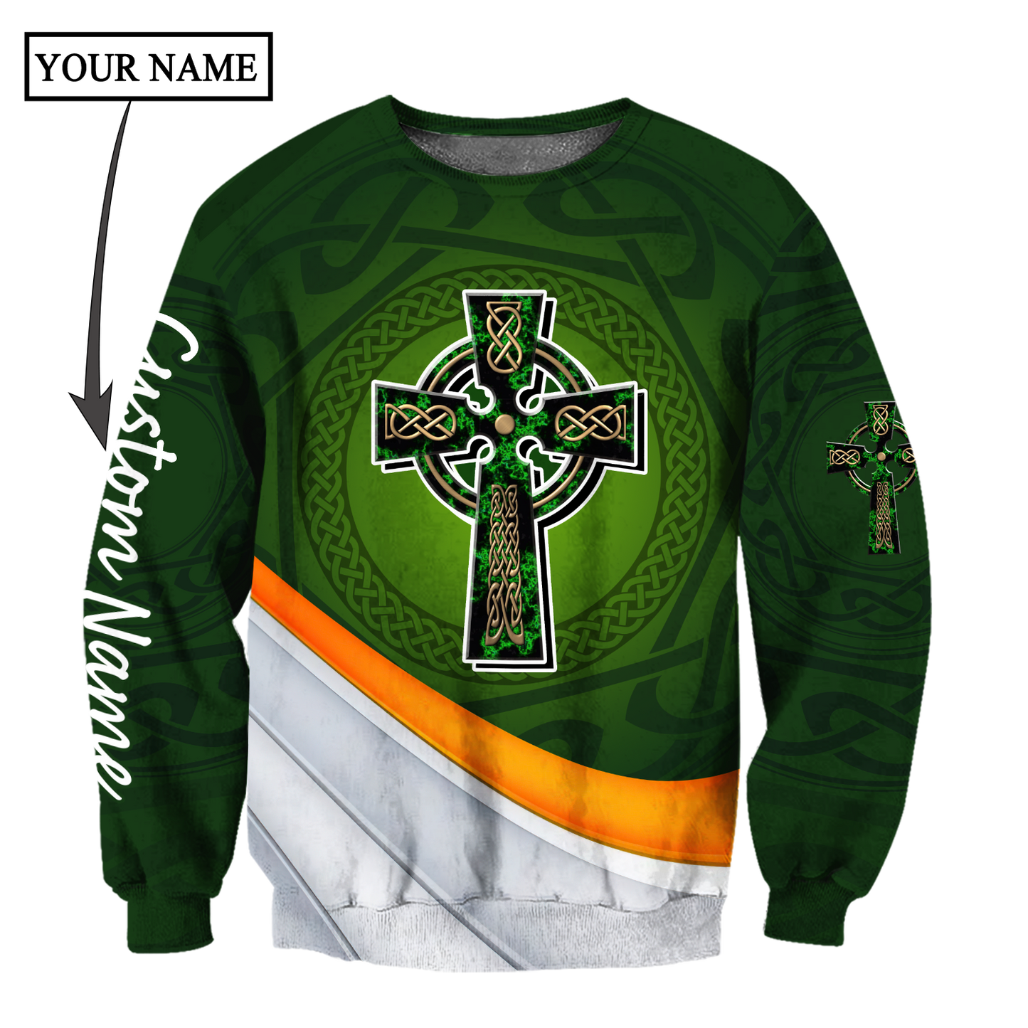 Personalized Custom Name Saint Patrick's Day Shirt, St. Patrick's Day 3d Shirt, Celtic Cross Shirt PO0307