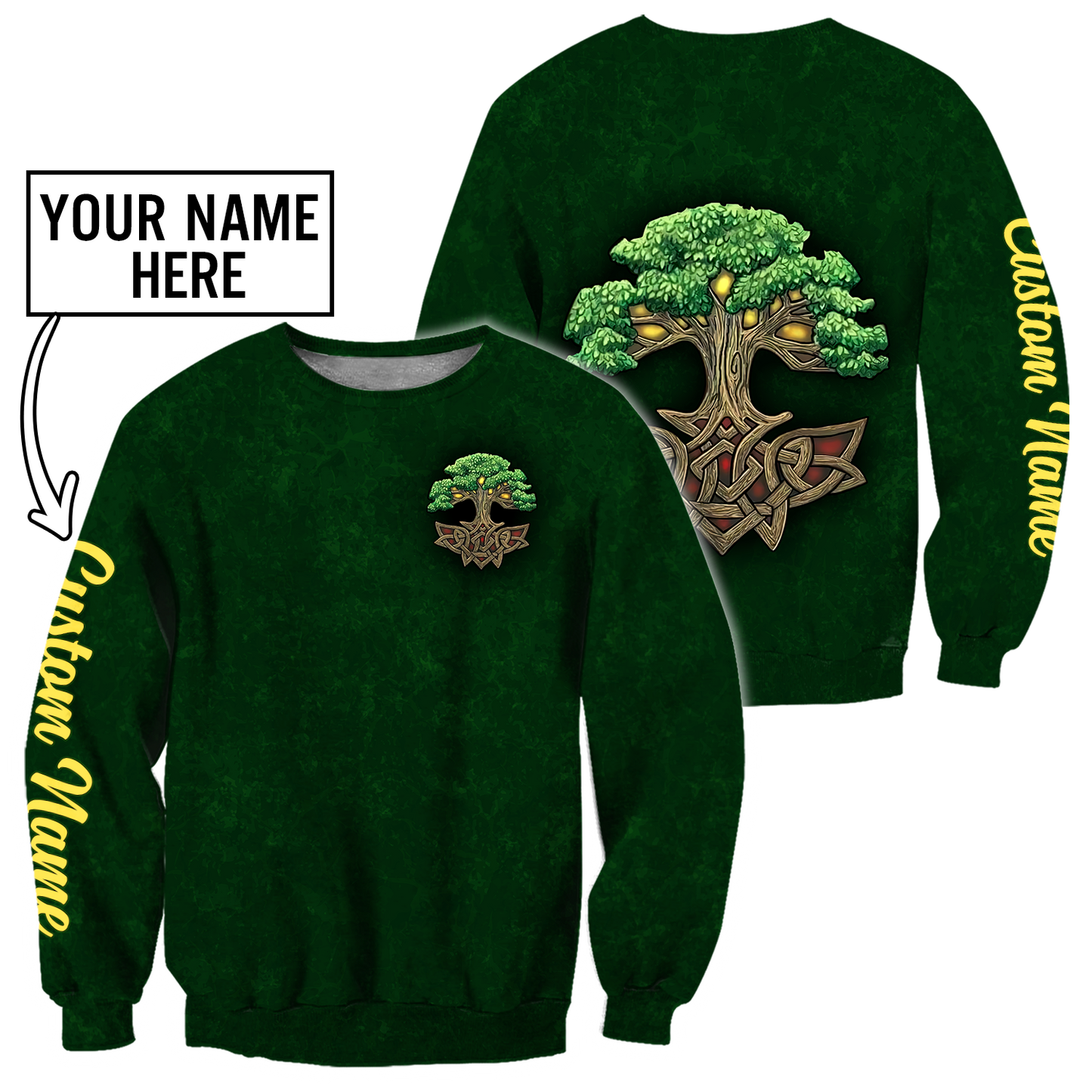 Lasfour Personalized Irish Tree Of Life Custom Name, St Patrick's Day 3D Shirt, Tree Of Life Shamrock Shirt PO0303