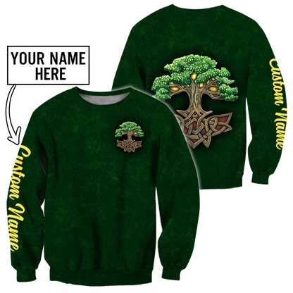 Lasfour Personalized Irish Tree Of Life Custom Name, St Patrick's Day 3D Shirt, Tree Of Life Shamrock Shirt PO0303