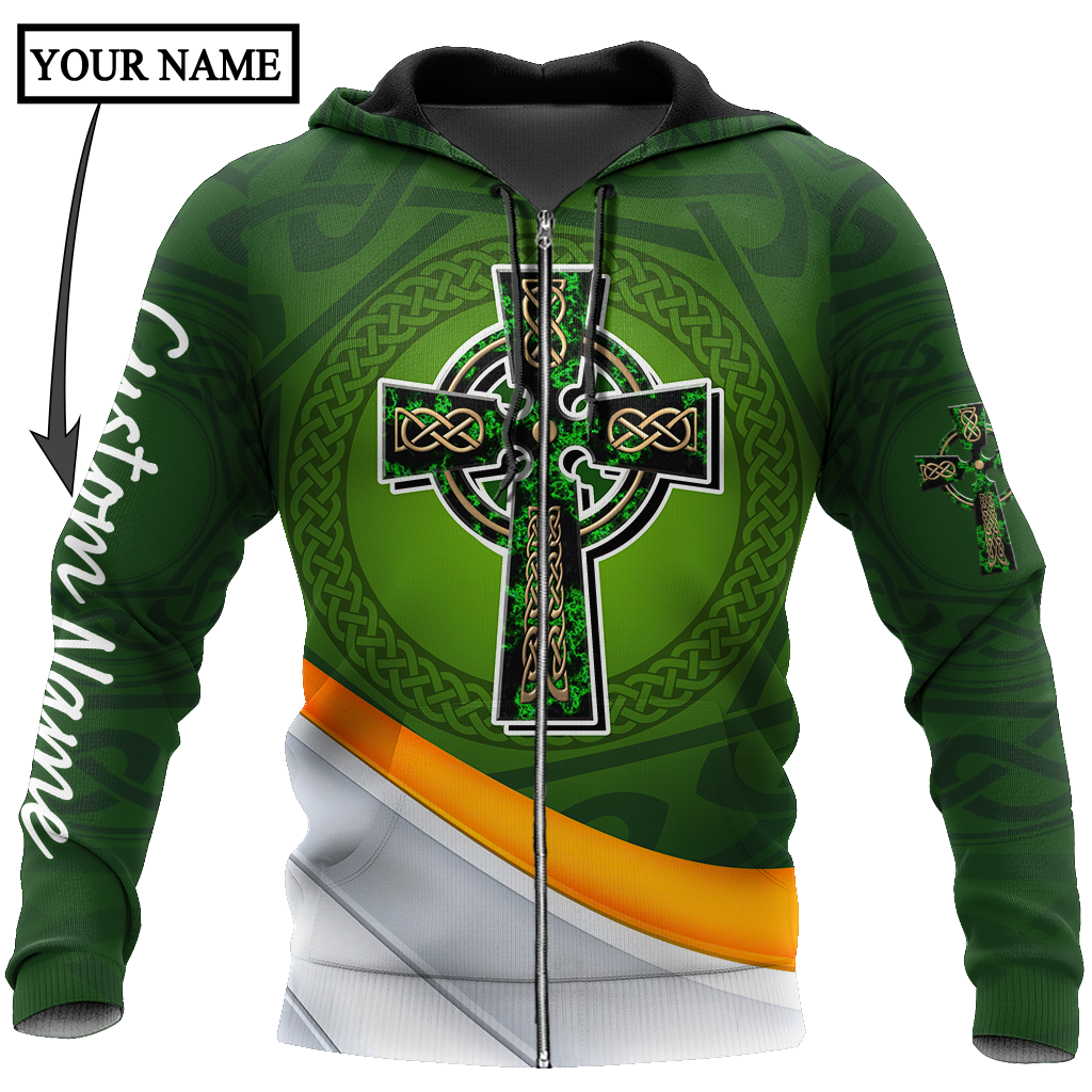 Personalized Custom Name Saint Patrick's Day Shirt, St. Patrick's Day 3d Shirt, Celtic Cross Shirt PO0307