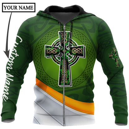 Personalized Custom Name Saint Patrick's Day Shirt, St. Patrick's Day 3d Shirt, Celtic Cross Shirt PO0307