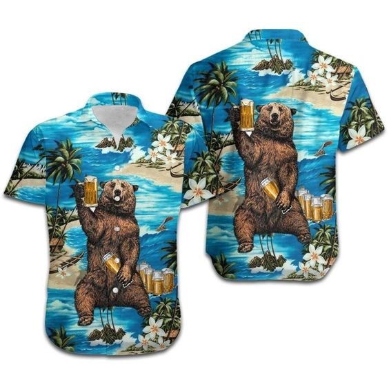 Bear Hawaiian Shirts, Bear And Beer Hawaii Aloha Beach Shirt, Gift To Bear Lovers HO0140