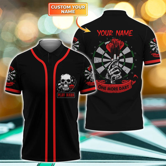 3D All Over Print One More Dart Polo Shirt, Custom Name Skull Play Hart, Dart Team Shirt DMO0154