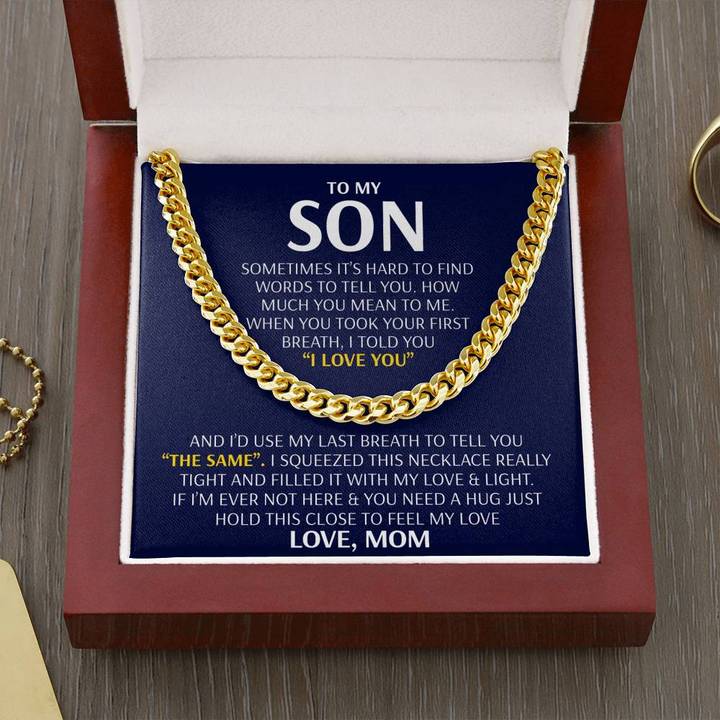 Son Necklace - Feel My Love from Mom - Cuban Link Chain Necklace MI0067