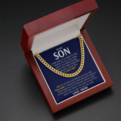 Son Necklace - Feel My Love from Mom - Cuban Link Chain Necklace MI0067