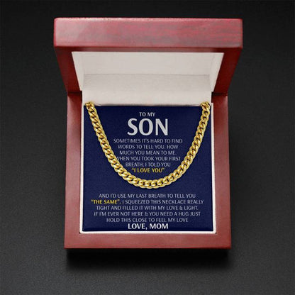 Son Necklace - Feel My Love from Mom - Cuban Link Chain Necklace MI0067