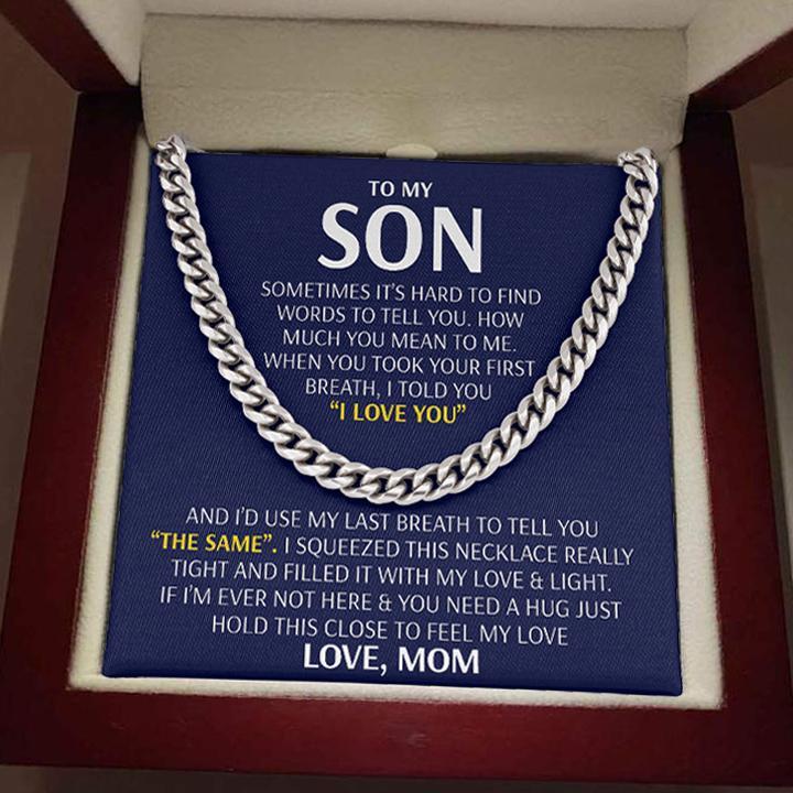 Son Necklace - Feel My Love from Mom - Cuban Link Chain Necklace MI0067