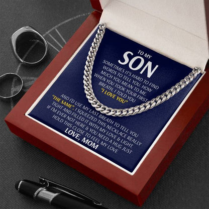 Son Necklace - Feel My Love from Mom - Cuban Link Chain Necklace MI0067