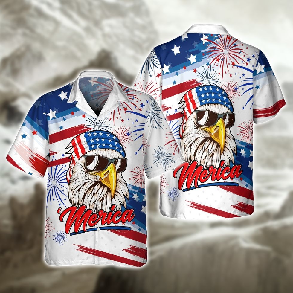 Happy Independence's Day Usa Eagle 3D Hawaiian Shirts, Fourth Of Jul Aloha Hawaii Beach Shirt Short Sleeve HO5040