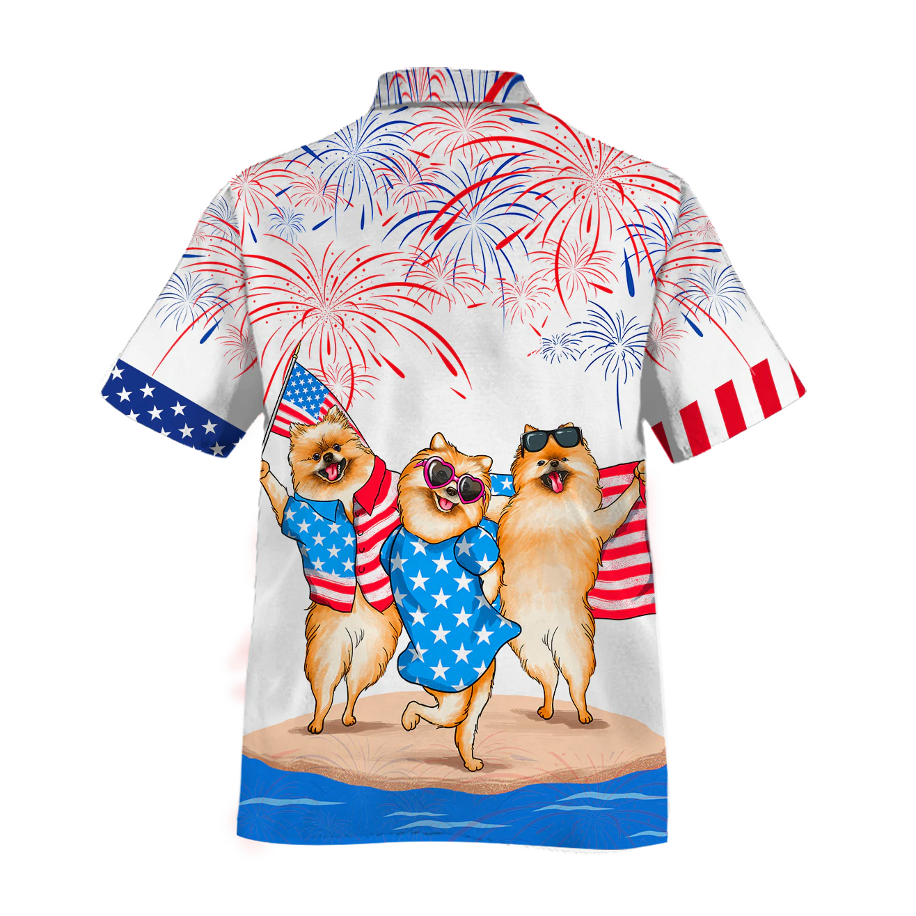 Lasfour Pomeranian Hawaiian Shirt For Independence's Day, Dog Full Print In Hawaii Aloha Beach Shirt HO5009