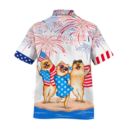 Lasfour Pomeranian Hawaiian Shirt For Independence's Day, Dog Full Print In Hawaii Aloha Beach Shirt HO5009