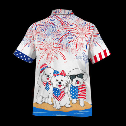 Independence In Coming Bichon Frise Alloha Hawaii Shirts For Men And Woman, American Usa Flag Hawaii Dog Shirts HO4775