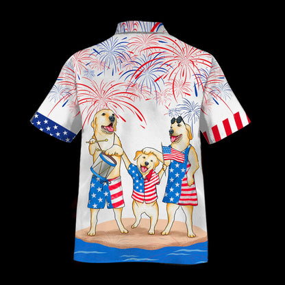 Labrador Family Hawaiian Shirt For Independence Day, Funny Dog Hawaii Beach Shirt, Cool 4Th Of July Present HO4783