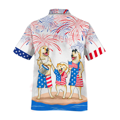 Labrador Family Hawaiian Shirt For Independence Day 4Th Of Jul, Patriotic Hawaiian Shirt For Men And Woman, Dog Hawaii Shirt HO4994