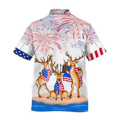 Deer Independence Day Is Coming Hawaiian Shirts For Adults, Deer Hawaii Aloha Beach Shirt For Happy 4Th Of July HO4988