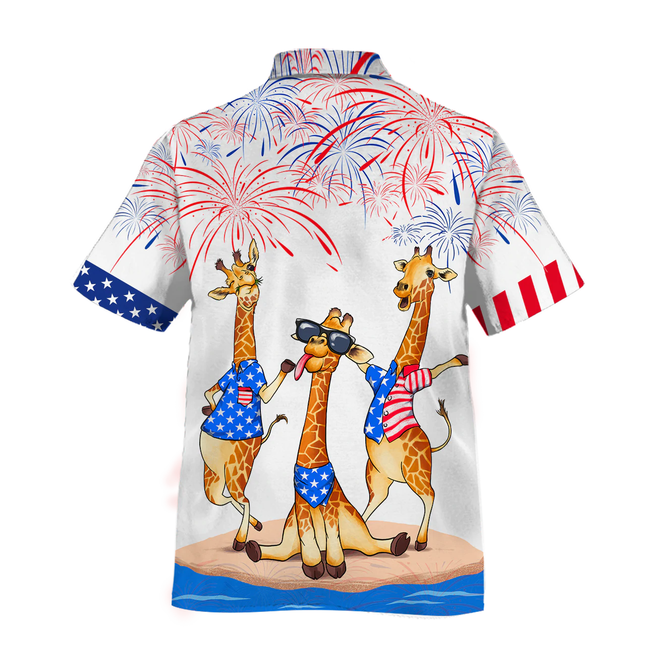 Giraffe Hawaiian Shirt For Independence's Day, Happy 4Th Of July Patriotic Giraffe Hawaii Aloha Beach Shirt Full Print HO5008