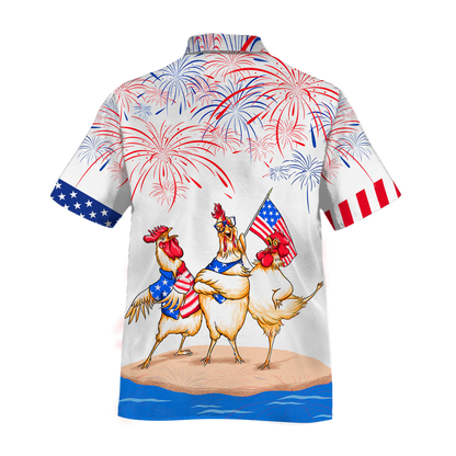 Chicken Hawaiian Shirts Independence Day Is Coming, 4Th Of July Funny Chicken Hawaii Aloha Beach Shirt, Chicken Lovers HO4989