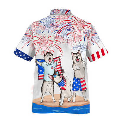 Alaska Hawaiian Shirt For 4Th Of July Patriotic, American Independence Day Dog Hawaii Shirt For Men And Women HO5000