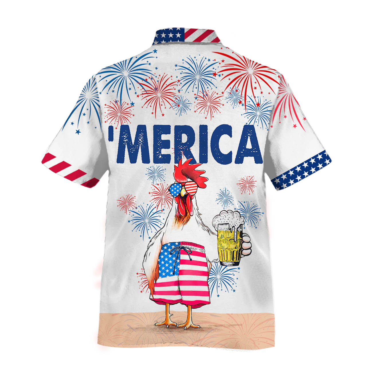 Funny Chicken Beer Hawaiian Shirt For Independence'S Day, Cool Chicken Patriotic 4Th Of July Gift For Chicken Lovers HO0375