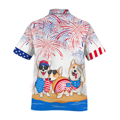 Corgi Hawaiian Shirts For Independence Day Gifts, Happy 4Th Of Jul Hawaiian Aloha Beach Shirts For Dog Lovers HO4991