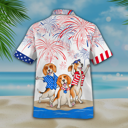 Beagle Hawaiian Shirts For Independence Day Happy 4Th Of July Hawaiian Aloha Beach Shirts For Summer HO4992