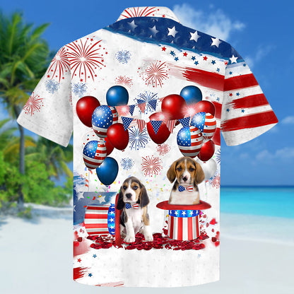 Beagle Independence Day Hawaiian Shirt, Dog Hawaii Beach Shirt Short Sleeve For 4Th Of July HO3900